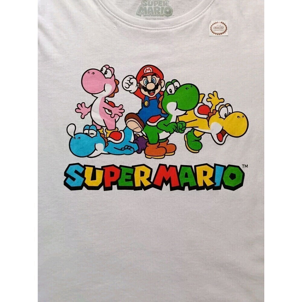 Super Mario T-Shirt Women's Size XXL White Yoshi Family Graphic Short Sleeve - Picture 2 of 6